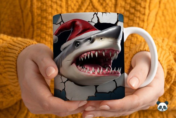 3D Christmas Shark Mug Wrap 1 Design Guide