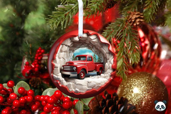 3D Red Pickup Christmas Ornament 3 Design Guide