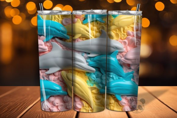 Colorful 3D Dolphin Tumbler Wrap PNG 15 Guide