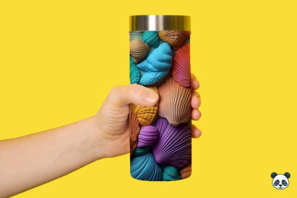 Colorful 3D Seashell Tumbler Wrap PNG 16 Guide