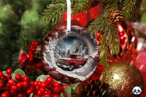 Elevate Your Holiday Crafts with the 3D Red Pickup Christmas Ornament 4 Design