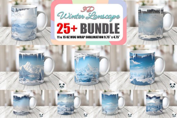 Elevate Your Sublimation Projects with a 3D Winter Landscape Mug Wrap Bundle
