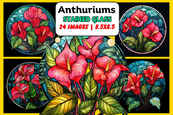 Elevating Modern Crafts with Anthuriums Stained Glass Digital Designs