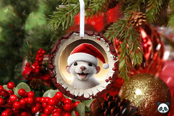 Ermine 3D Christmas Ornament 1: A Festive Sublimation Design