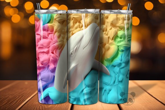 Evaluating the Colorful 3D Dolphin Tumbler Wrap PNG 8 for Sublimation Projects