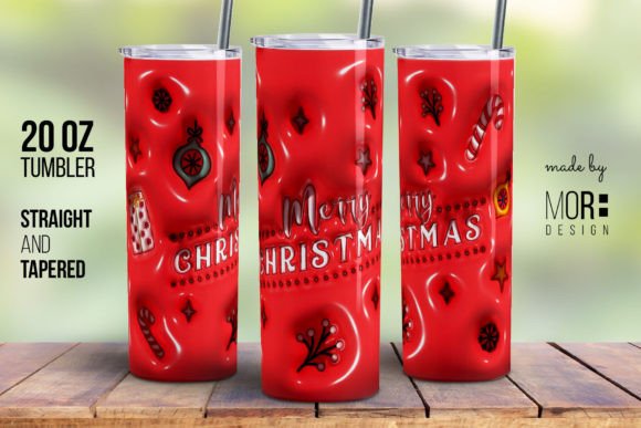Festive 3D Christmas Skinny Tumbler Wrap Design