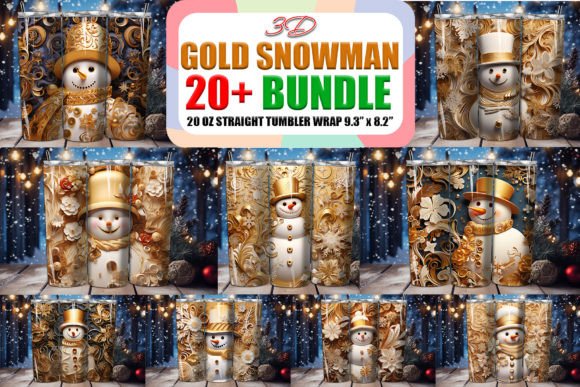 Mastering Holiday Production with the 3D Gold Snowman Tumbler Wrap Bundle