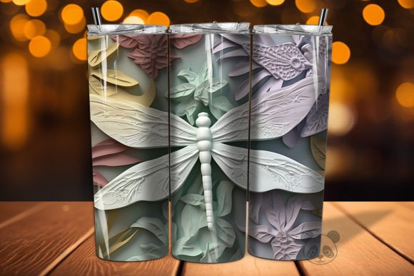 Mastering Sublimation with the Colorful 3D Dragonfly Tumbler Wrap PNG 4 Design