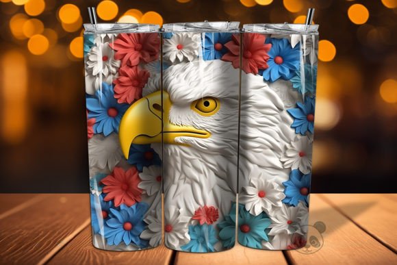 Mastering Sublimation with the Patriotic Eagle 3D Tumbler Wrap PNG 29 Design