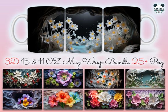 Transform Your Sublimation Projects with the 3D Winter Flowers Mug Wrap Bundle